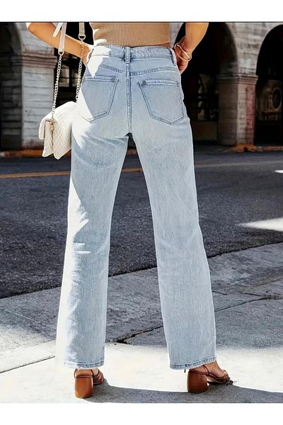 geenz manifacture Blueangel Women - Blue Palazzo Jeans, Lycra Loose Leg, Loose Anthracite Jeans