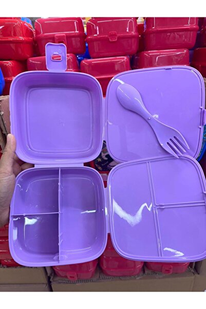 BENİMSER REKLAM Unicorn Patterned 4 Compartment Children's Lunch Box - Food and Spoon Storage Container