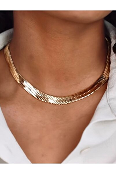 neslyaccessories Vip Seri 18K Altın Kaplama İtalyan Ezme Kolye