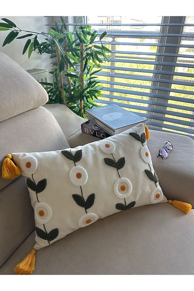 en gözde home Rectangular Sheath - Punch Embroidered and Dirt Cushion