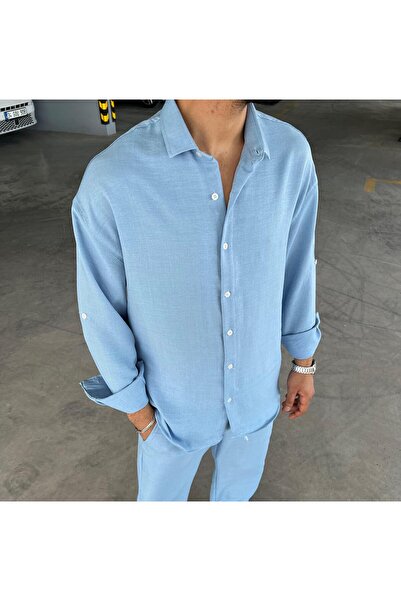 ZENAFİR Oversize Crinkle Keten Gömlek (ZNFR-KG1)