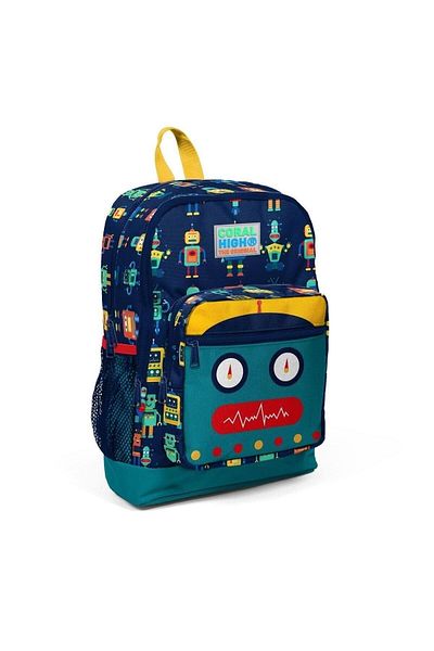 Yaygan Coral High Kids Robot Patterned Four Compartment School Backpack 23472/mix3 (bag-pencil case-nutrition)