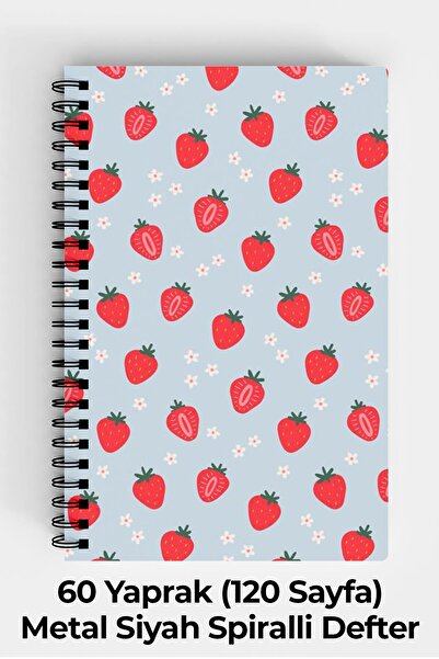 Anime Marketi دفتر ملاحظات بغطاء صلب حلزوني A5 بتصميم الفراولة 120 ورقة