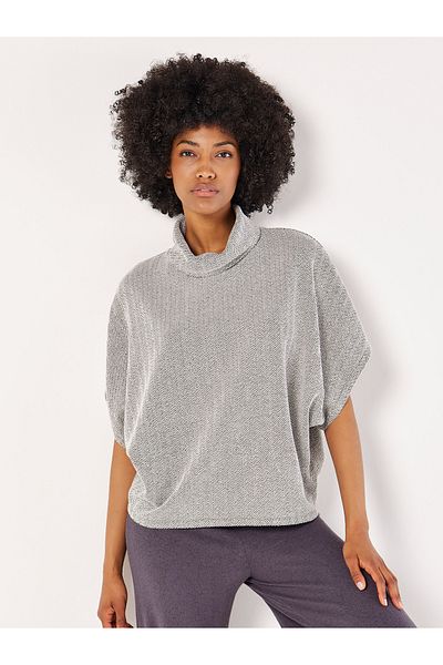 Apricot Oberteil mit Wasserfallausschnitt und Chevron-Muster