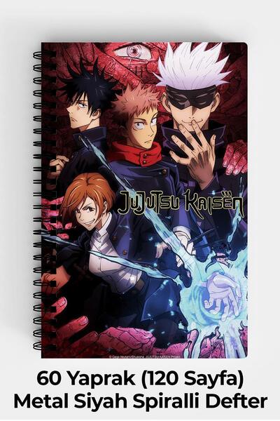 Anime Marketi Kaisen Anime Tasarımlı A5 Spiralli Sert Kapak Defter 120 Sayfa