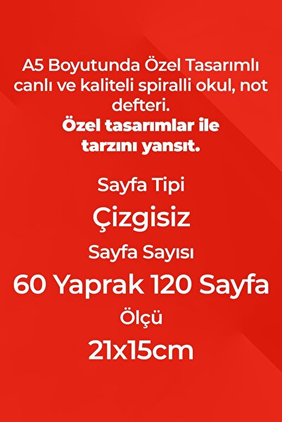 Anime Marketi Tatlı Kedi Tasarımlı A5 Spiralli Sert Kapak Defter 120 Sayfa