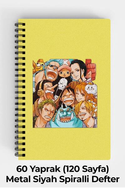 Anime Marketi One Piece Tasarımlı A5 Spiralli Sert Kapak Defter 120 Sayfa