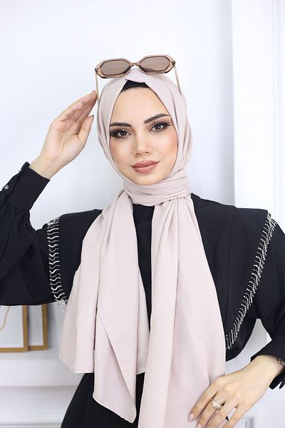 feronis Hijab Women's Cotton Jazz Shawl Model _ Stone