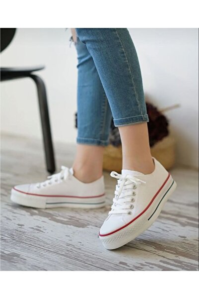 MİSSWEMODASHOES Cnv Yüksek Taban Beyaz Spor Ayakkabı