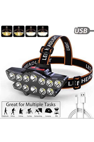 Mighty Şarjlı 12 Led Kafa Lambası  Işıldak Balıkçı Kamp Lambası