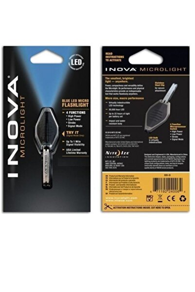 Micro Inova Light Blue 4 Fonksiyonlu Tactical Outdoor Anahtarlık 4 Modlu Fene...