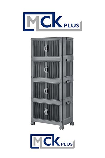 MCK Plus Mckplus 4-tier Portable Gray Cabinet - Multi-purpose Storage and Storage