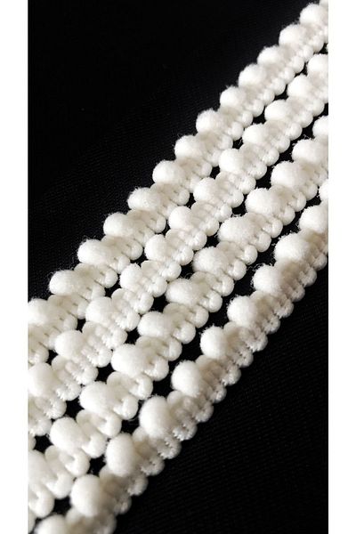 Ozpas Cream Colored Pompom Strip - Guipure Decorative, 0.5 X 5 M.