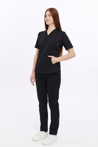 Uniprom Black Medical Suit - Lycra Women's Nurse and Doctor Uniform, Hospital Uniform