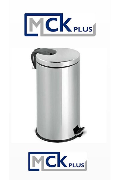 MCK Plus 40 Liter Chrome Metal Stainless Dustbin Garbage Box Pedal Shock Absorber Lid