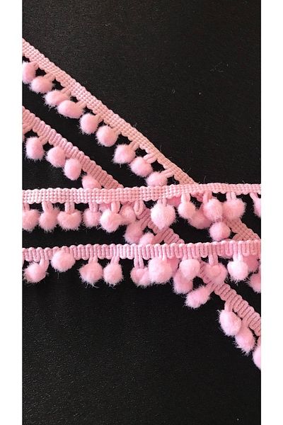 Ozpas Pink Stripe Pompom - 1.5 Cm X 5 Mt