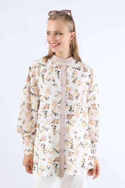 ZÜLAYS Garnili Desenli Gömlek Vizon