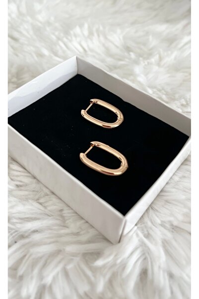 ATELİER GİZEM Xuping kararmaz kadın rose gold dikdörtgen çelik halka küpe