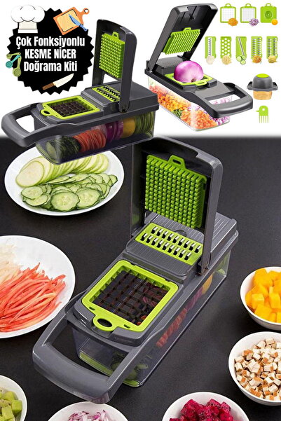 Munico 16'sı 1 Arada Sebze Doğrayıcı Soğan Doğrayıcı, Salata Dilimleyici, Patates Kesici Mutfak Yardımcı