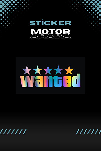 Banxtre Dekoratif Hologramlı Wanted Yazısı Sticker Araba-Motor için Etiket 14CMX5CM (1 Adet)
