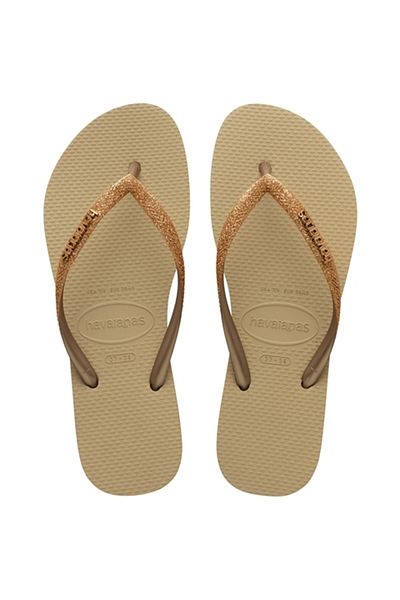 Havaianas 2024 Papuci cu sclipici subțiri, gri nisip