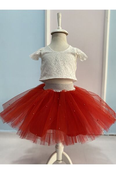 Pano Kids Patiska Nostalji Barbie Printed Crop Top and Tutu Skirt