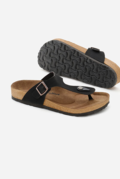 Tonny Black Black Unisex Flip Flops - Poly Sole, Buckle and Adjustable
