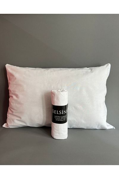 Belsina Double White Elastic Sheet Set - 2 Pillowcases with Cover