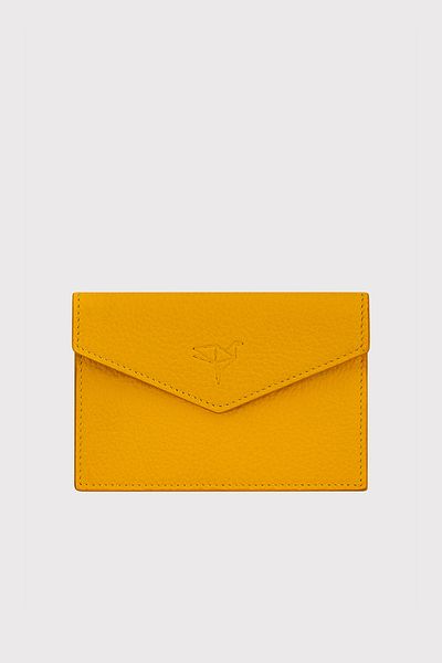 Garbalia Davos Stylish Yellow Genuine Leather Envelope Women's Wallet - Thin Design Card Holder