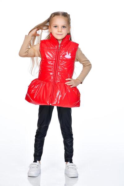 Kamex Red Girl's Puffer Vest - Zippered