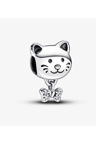 POSEİDONS JEWELLERY Kedi ve Fiyonk Charm s925