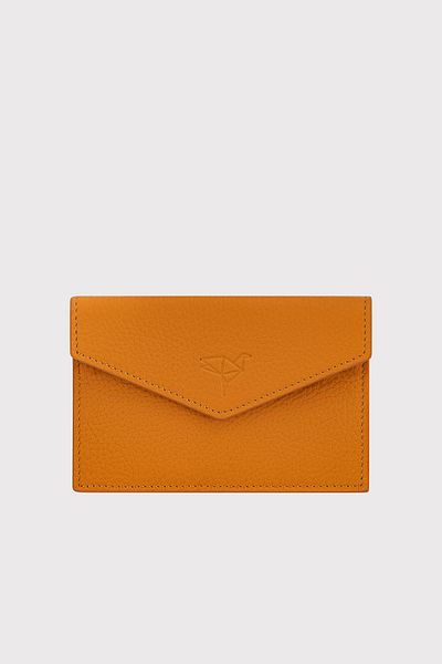 Garbalia Davos Genuine Leather Envelope - Thin Design, Mustard Yellow, Women's Wallet Card Holder