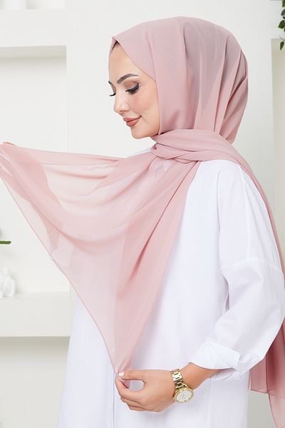 ModaMerve Nya053-001 Model Chiffon Shawl - Powder Color
