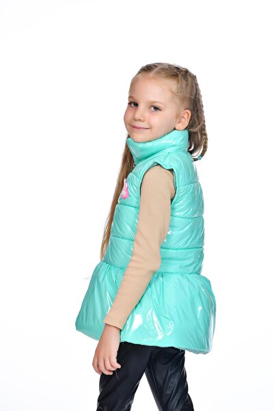 Kamex Turquoise Girl's Puffer Vest - Zipped