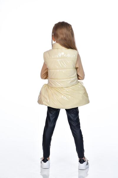 Kamex Μπεζ φουσκωτό γιλέκο για κορίτσια - με φερμουάρ