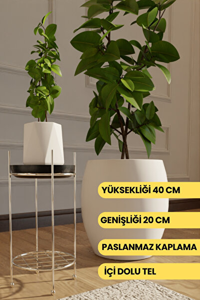 mba decor metal bending art Gümüş Paslanmaz Metal Ayaklı Çiçeklik - Dekoratif...