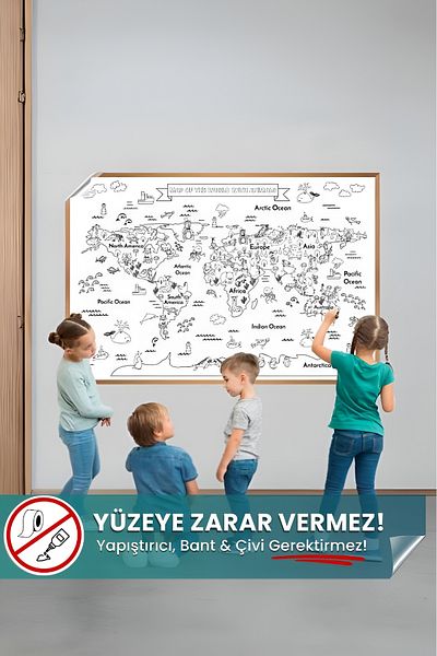 Pi Papers Magic Animal Map Painting Paper - Non-damaging, Fun Children's and Playroom Sticker