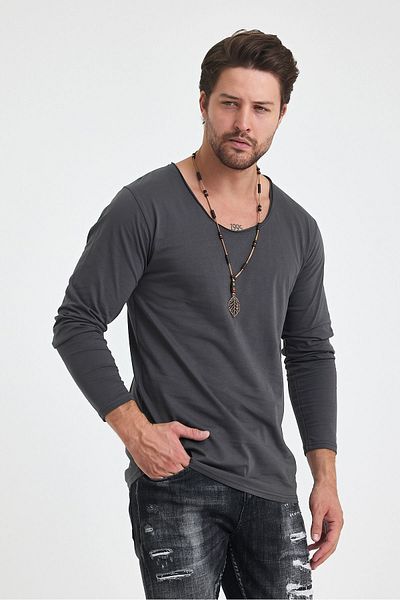 BABBOSS Tricou cu mânecă lungă cu guler larg