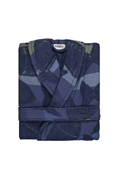 Sarev Mai Blue Shawl Collar "medium" Size Cotton Bathrobe
