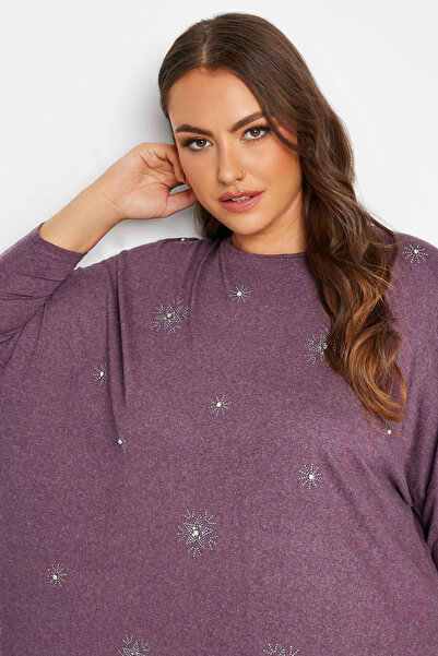 Stil Diva Bluză de mărime mare, cu decolteu, cu detaliu în piatră 300223