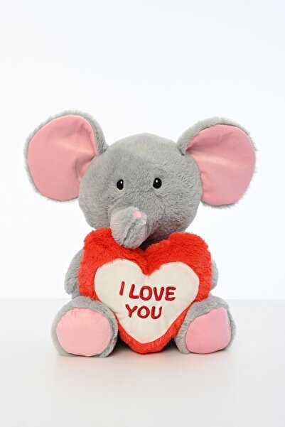 Pufu Toys "أحبك" الفيل القطيفة المطرزة