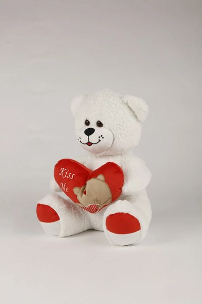 Pufu Toys 45 Cm Kiss Me Embroidered White Plush Teddy Bear
