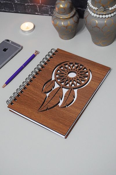 markcat Caiet A5 Dream Catcher cu model din lemn - Caiet cadou necăptusit