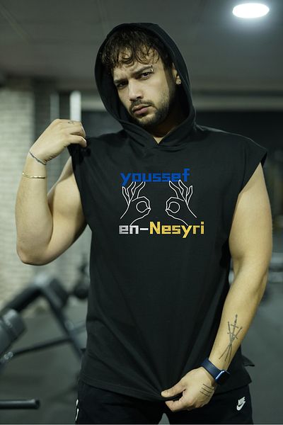 Oxlade Yusuf En-nesyri Black Fitness Athlete - 100% Cotton, Quality Fabric Oxlade ® , Hooded