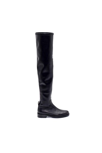 Sofia Baldi Hııl Siyah Deri Kadın Diz Üstü Çizme