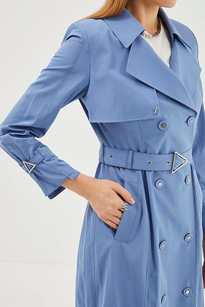 Zühre Trench Indigo - Curea și mâneci detaliate, Model 12916