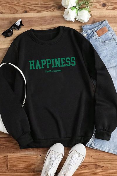 Pink Sky Women's Oversize 'Happiness' Printed Sweatshirt