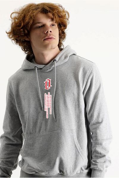 Pink Sky Gray Cotton Oversize Sweatshirt - Printed