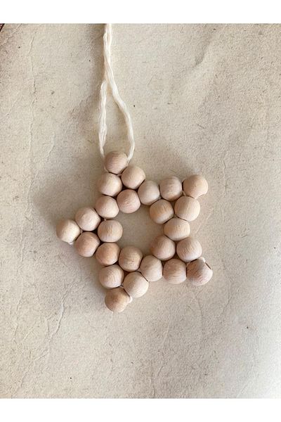 Pearly Handmade Διακοσμητικό Ξύλινο Στολίδι Αστέρι με Χάντρες Στολίδι Πόρτας Τοίχου Κουζίνας