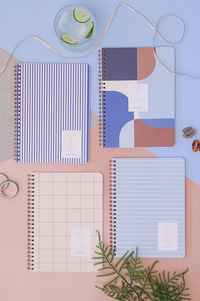 PAPERORA A5 Lined Spiral School Notebook - 80 Sheets, Set of 4, with Classroom Program